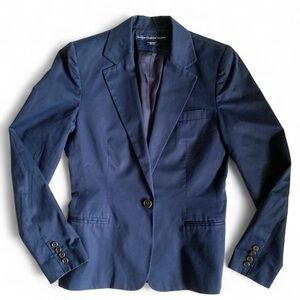 Ralph Lauren Sport 100% Cotton Navy Blue Blazer Size 6 Women's